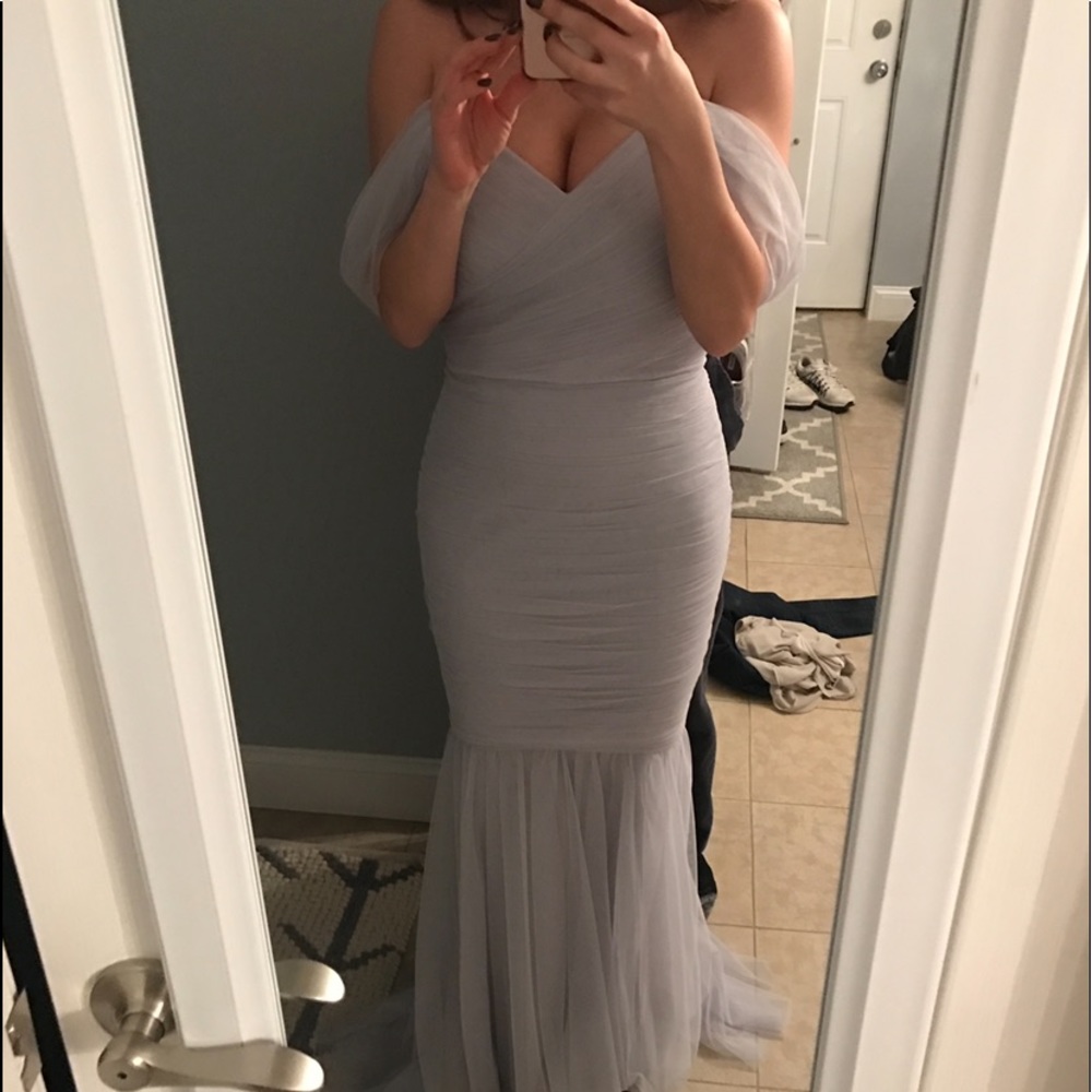 Off the shoulder fitted gown